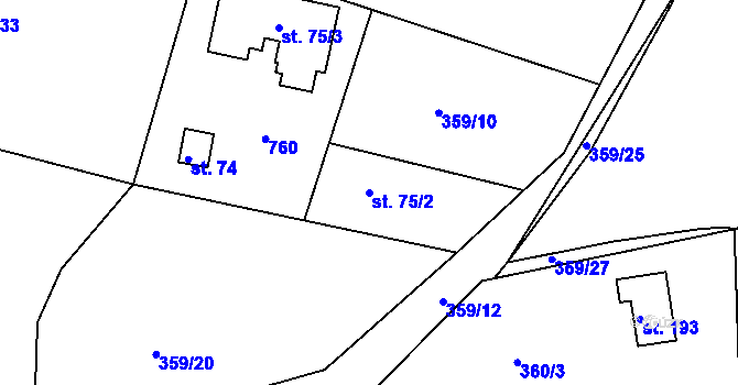 Parcela st. 75/2 v KÚ Drásov u Příbramě, Katastrální mapa