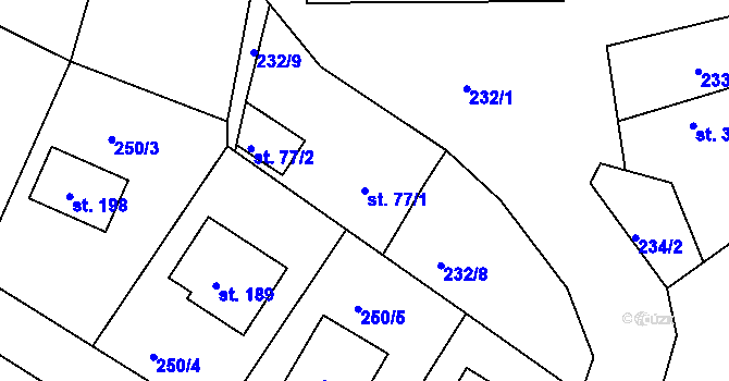 Parcela st. 77/1 v KÚ Drásov u Příbramě, Katastrální mapa