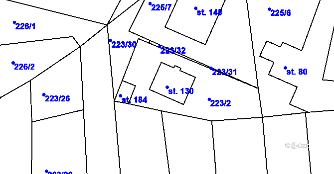 Parcela st. 130 v KÚ Drásov u Příbramě, Katastrální mapa