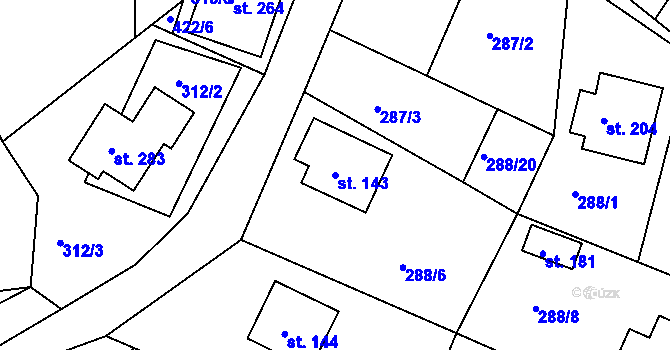 Parcela st. 143 v KÚ Drásov u Příbramě, Katastrální mapa