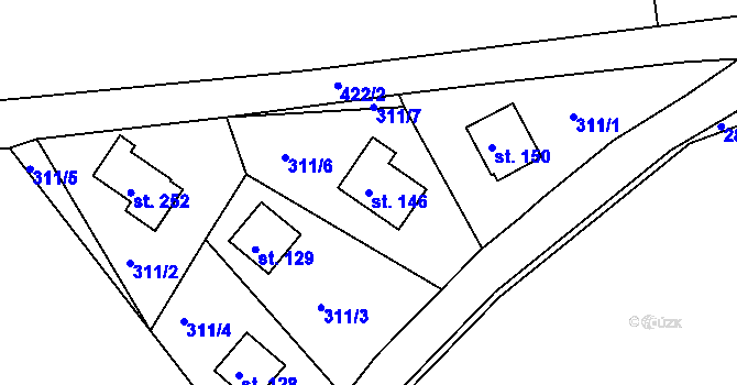 Parcela st. 146 v KÚ Drásov u Příbramě, Katastrální mapa