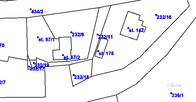 Parcela st. 178 v KÚ Drásov u Příbramě, Katastrální mapa
