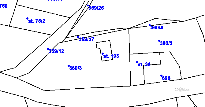 Parcela st. 193 v KÚ Drásov u Příbramě, Katastrální mapa