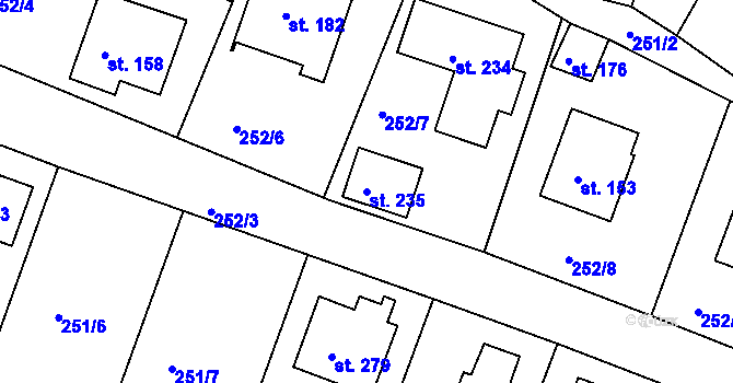 Parcela st. 235 v KÚ Drásov u Příbramě, Katastrální mapa