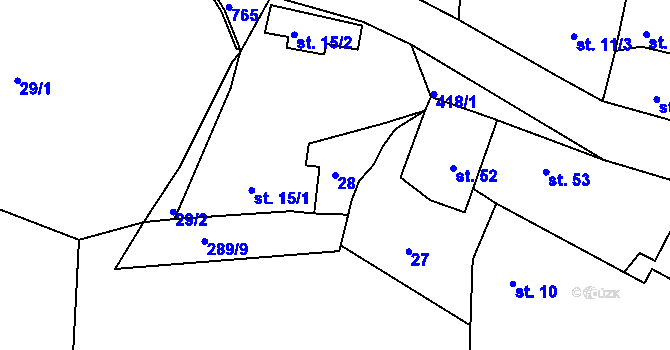 Parcela st. 28 v KÚ Drásov u Příbramě, Katastrální mapa