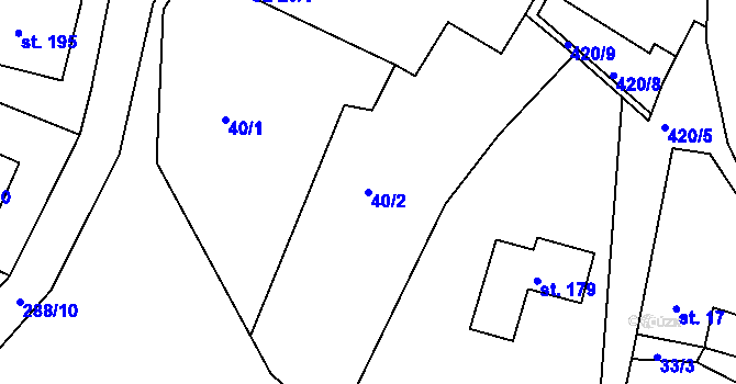 Parcela st. 40/2 v KÚ Drásov u Příbramě, Katastrální mapa