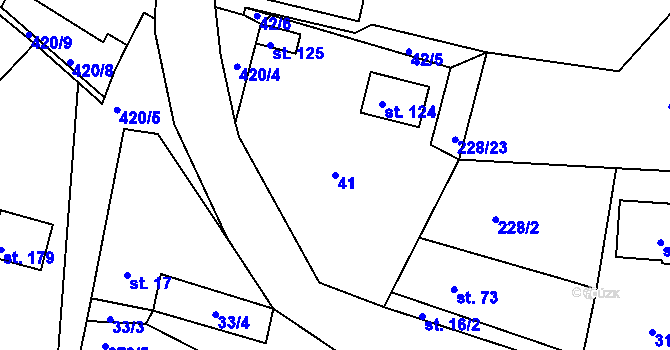 Parcela st. 41 v KÚ Drásov u Příbramě, Katastrální mapa