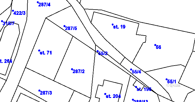 Parcela st. 55/2 v KÚ Drásov u Příbramě, Katastrální mapa
