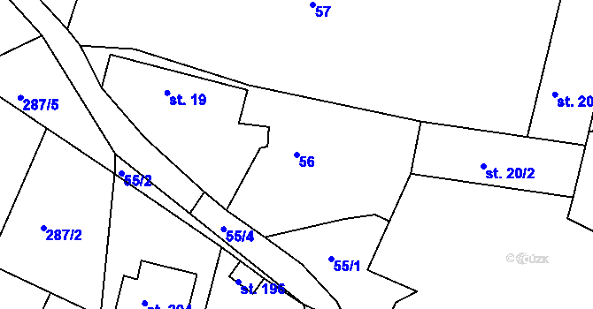 Parcela st. 56 v KÚ Drásov u Příbramě, Katastrální mapa