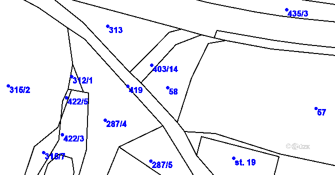 Parcela st. 58 v KÚ Drásov u Příbramě, Katastrální mapa