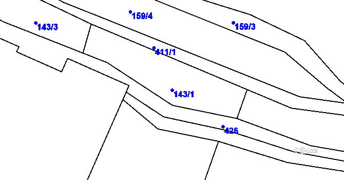 Parcela st. 143/1 v KÚ Drásov u Příbramě, Katastrální mapa