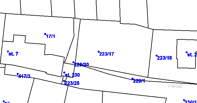 Parcela st. 223/17 v KÚ Drásov u Příbramě, Katastrální mapa
