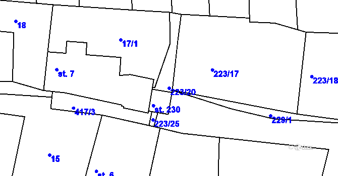 Parcela st. 223/20 v KÚ Drásov u Příbramě, Katastrální mapa