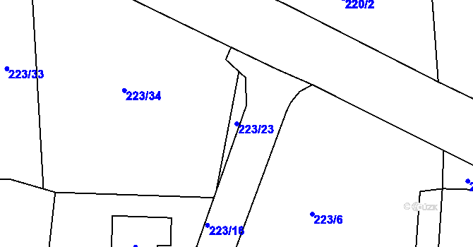 Parcela st. 223/23 v KÚ Drásov u Příbramě, Katastrální mapa