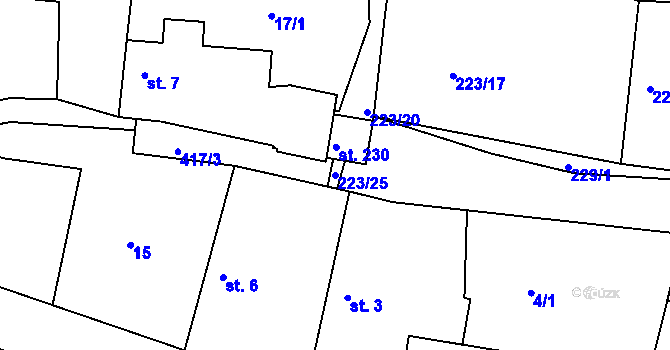 Parcela st. 223/25 v KÚ Drásov u Příbramě, Katastrální mapa