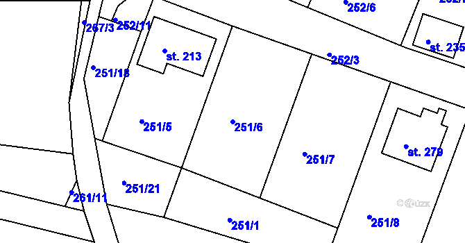Parcela st. 251/6 v KÚ Drásov u Příbramě, Katastrální mapa