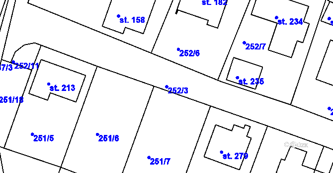 Parcela st. 252/3 v KÚ Drásov u Příbramě, Katastrální mapa