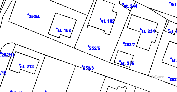 Parcela st. 252/6 v KÚ Drásov u Příbramě, Katastrální mapa