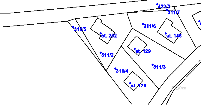 Parcela st. 311/2 v KÚ Drásov u Příbramě, Katastrální mapa