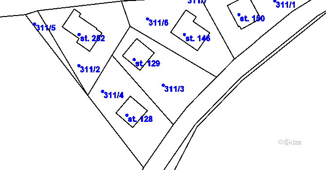 Parcela st. 311/3 v KÚ Drásov u Příbramě, Katastrální mapa