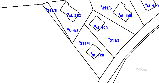 Parcela st. 311/4 v KÚ Drásov u Příbramě, Katastrální mapa
