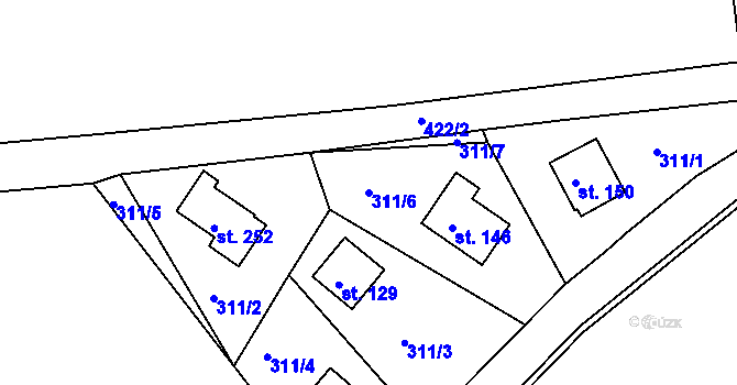 Parcela st. 311/6 v KÚ Drásov u Příbramě, Katastrální mapa