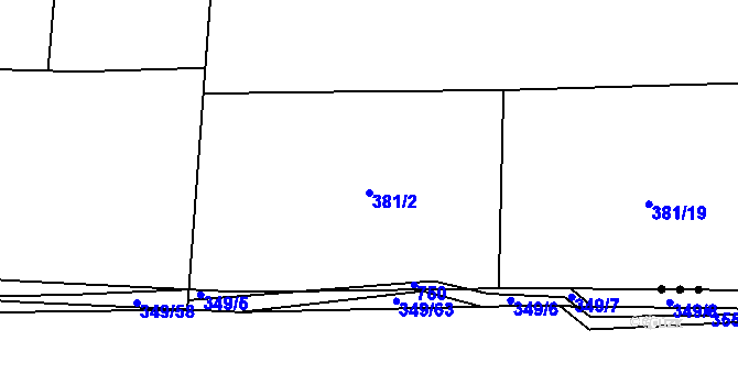 Parcela st. 381/2 v KÚ Drásov u Příbramě, Katastrální mapa