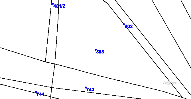 Parcela st. 385 v KÚ Drásov u Příbramě, Katastrální mapa