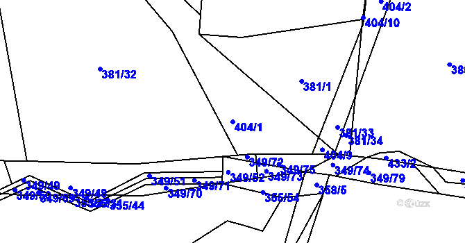 Parcela st. 404/1 v KÚ Drásov u Příbramě, Katastrální mapa