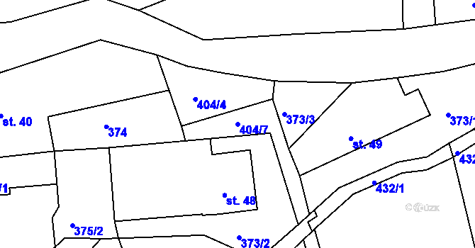 Parcela st. 404/7 v KÚ Drásov u Příbramě, Katastrální mapa