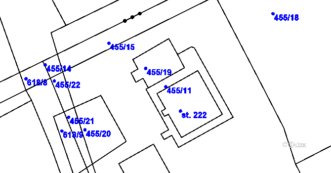 Parcela st. 455/11 v KÚ Drásov u Příbramě, Katastrální mapa