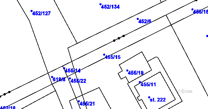 Parcela st. 455/15 v KÚ Drásov u Příbramě, Katastrální mapa
