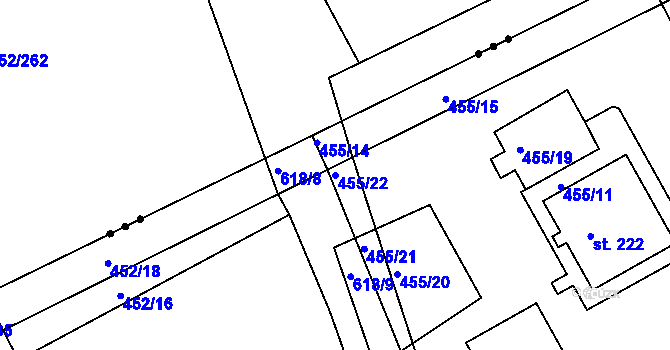 Parcela st. 455/22 v KÚ Drásov u Příbramě, Katastrální mapa