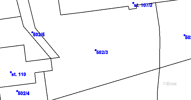 Parcela st. 502/3 v KÚ Drásov u Příbramě, Katastrální mapa