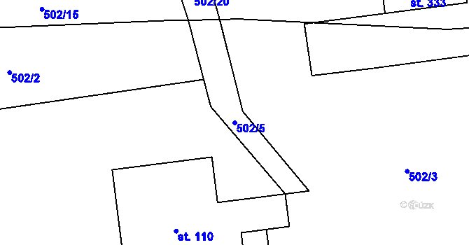 Parcela st. 502/5 v KÚ Drásov u Příbramě, Katastrální mapa