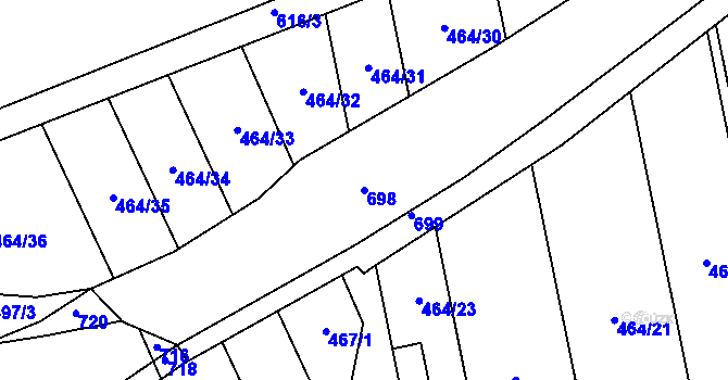 Parcela st. 698 v KÚ Drásov u Příbramě, Katastrální mapa