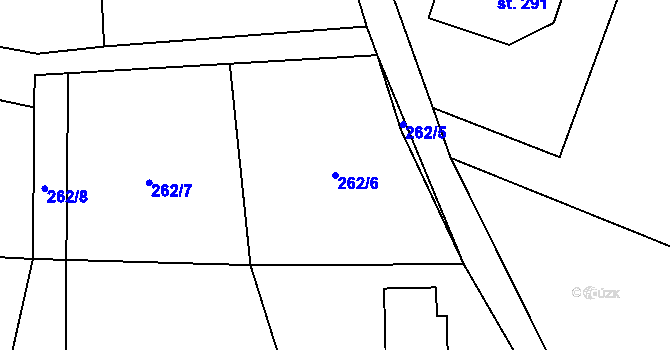 Parcela st. 262/6 v KÚ Drásov u Příbramě, Katastrální mapa