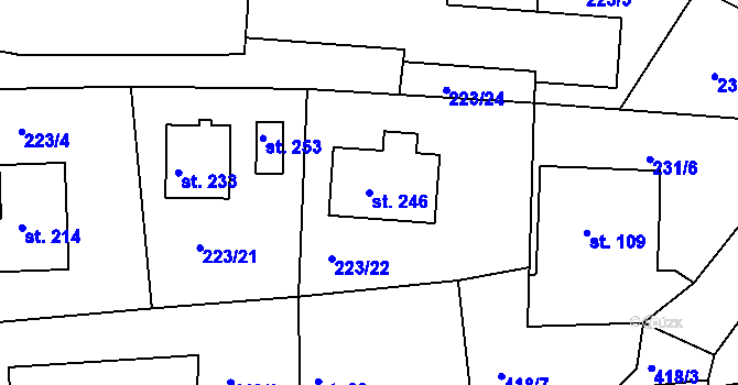 Parcela st. 246 v KÚ Drásov u Příbramě, Katastrální mapa
