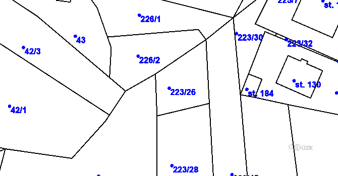 Parcela st. 223/26 v KÚ Drásov u Příbramě, Katastrální mapa
