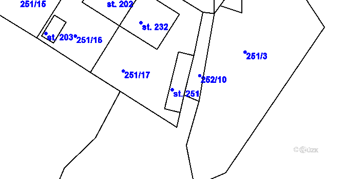Parcela st. 251 v KÚ Drásov u Příbramě, Katastrální mapa