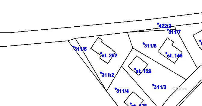 Parcela st. 252 v KÚ Drásov u Příbramě, Katastrální mapa