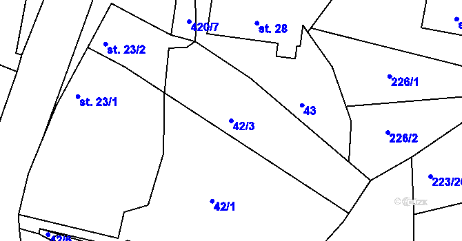 Parcela st. 42/3 v KÚ Drásov u Příbramě, Katastrální mapa