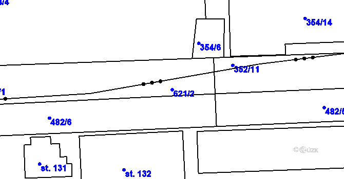 Parcela st. 621/2 v KÚ Drásov u Příbramě, Katastrální mapa