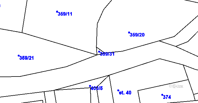 Parcela st. 359/31 v KÚ Drásov u Příbramě, Katastrální mapa