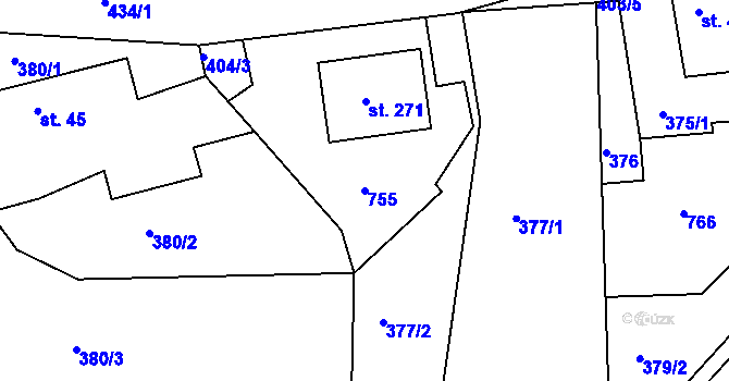 Parcela st. 755 v KÚ Drásov u Příbramě, Katastrální mapa