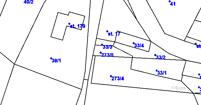 Parcela st. 273/5 v KÚ Drásov u Příbramě, Katastrální mapa