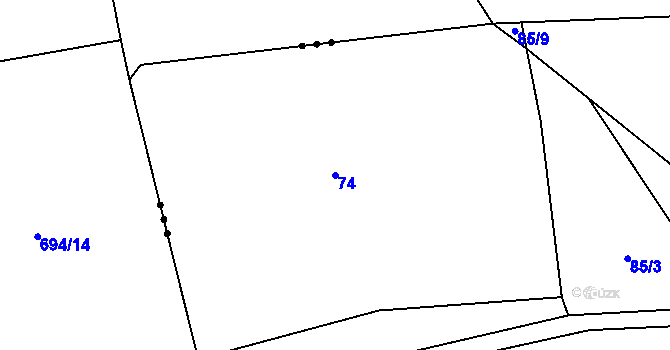 Parcela st. 74 v KÚ Drásov u Příbramě, Katastrální mapa