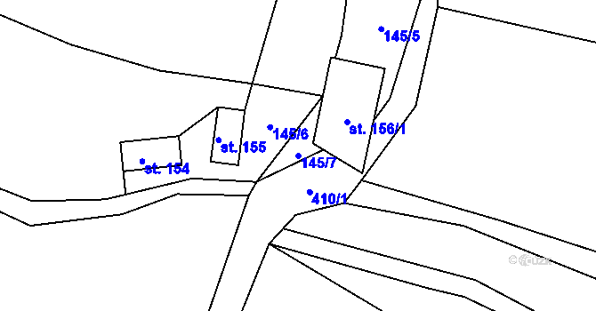 Parcela st. 145/7 v KÚ Drásov u Příbramě, Katastrální mapa