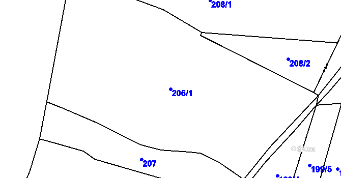 Parcela st. 206/1 v KÚ Drásov u Příbramě, Katastrální mapa