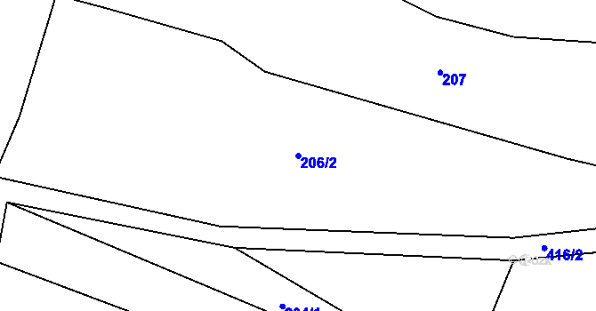 Parcela st. 206/2 v KÚ Drásov u Příbramě, Katastrální mapa
